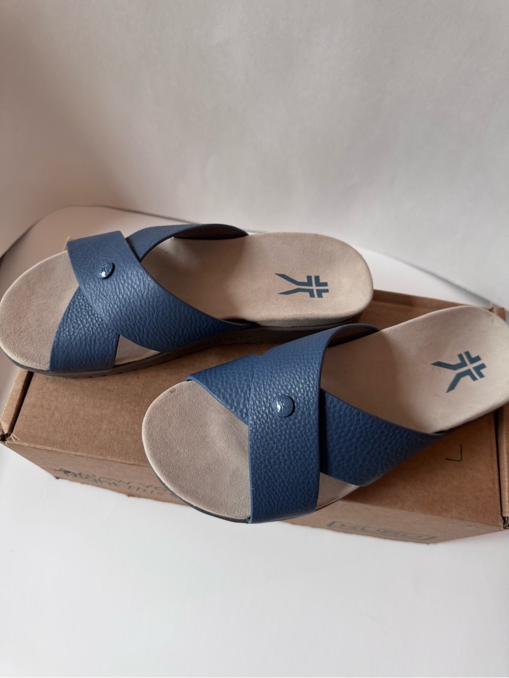 Kuru Breeze Comfort Slide Sandals - Navy Blue Women’s Cross Strap